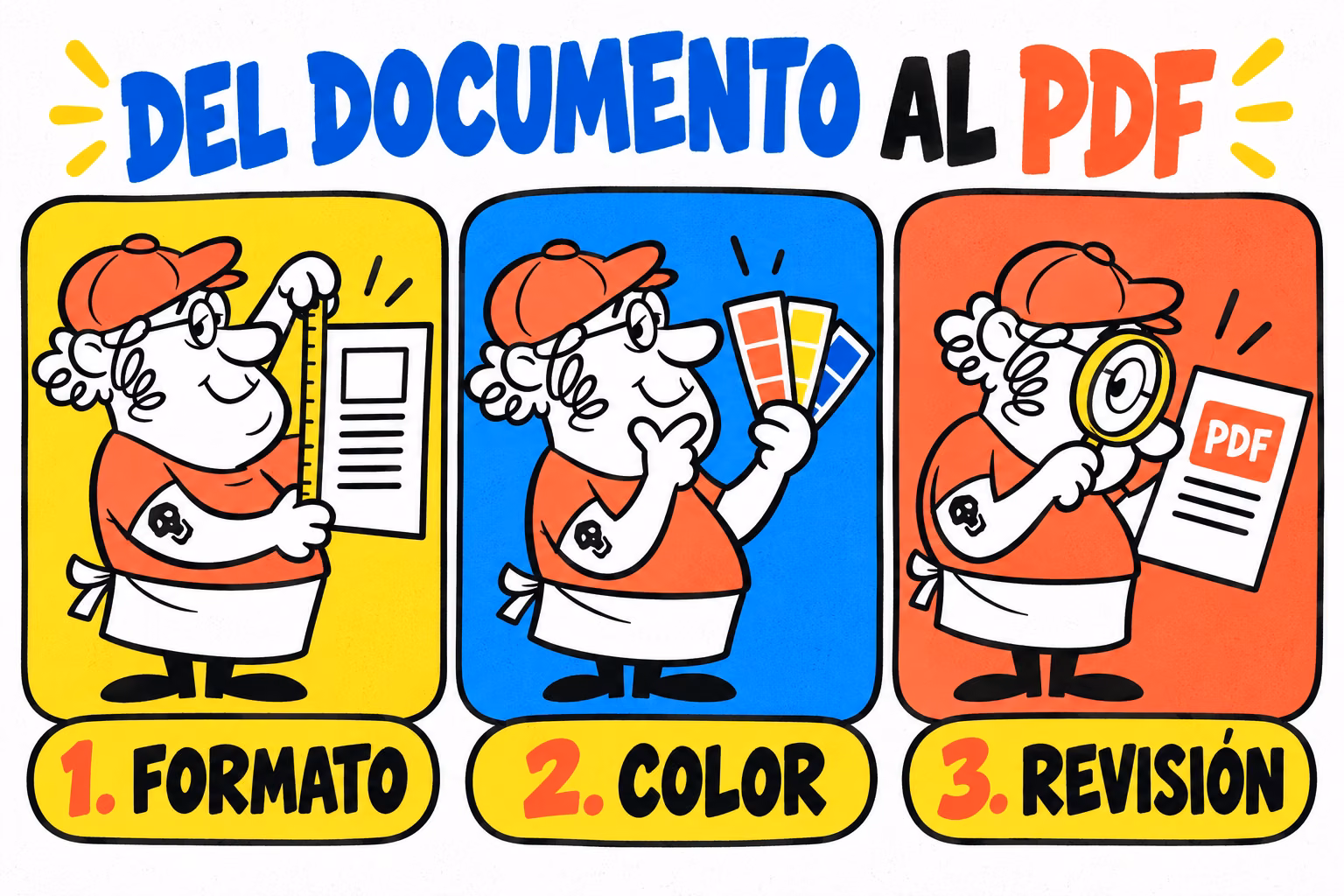 Infografía de formato, color y revisión al exportar