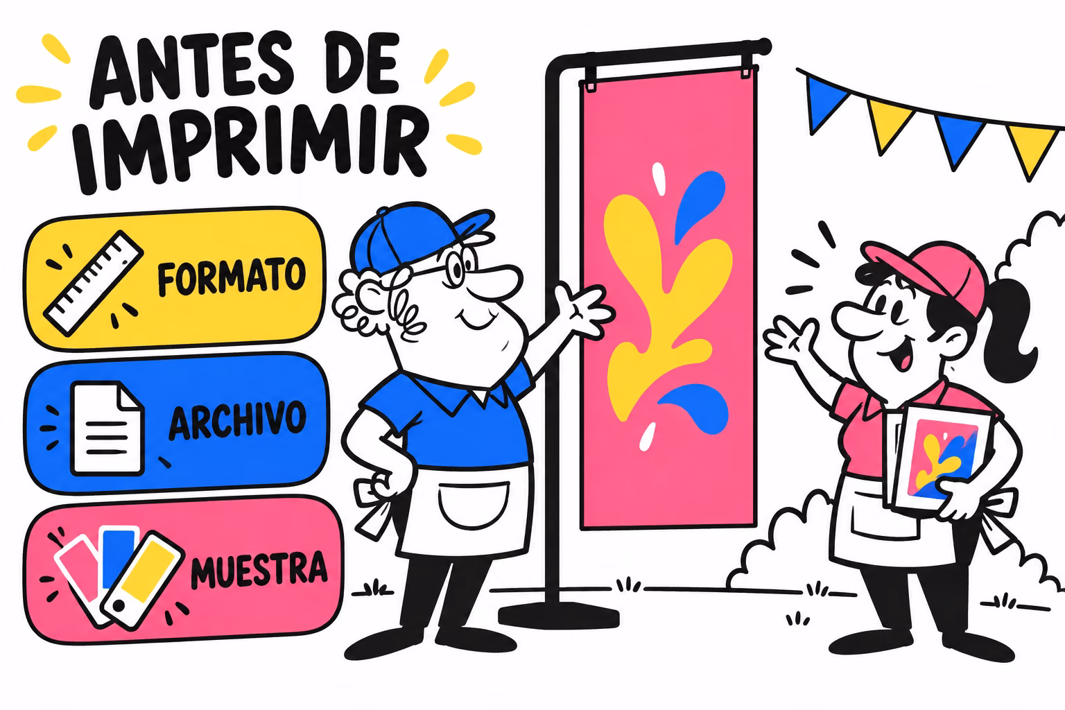 Infografía de formato, archivo y muestra para bandera rectangular con mástil