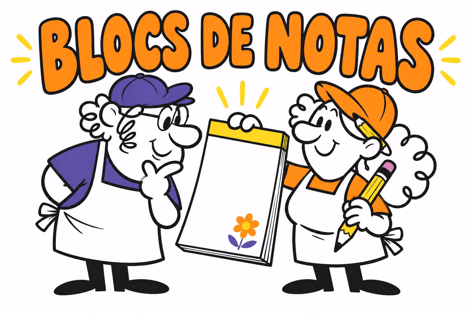 Profesionales ilustrados preparando blocs de notas personalizados