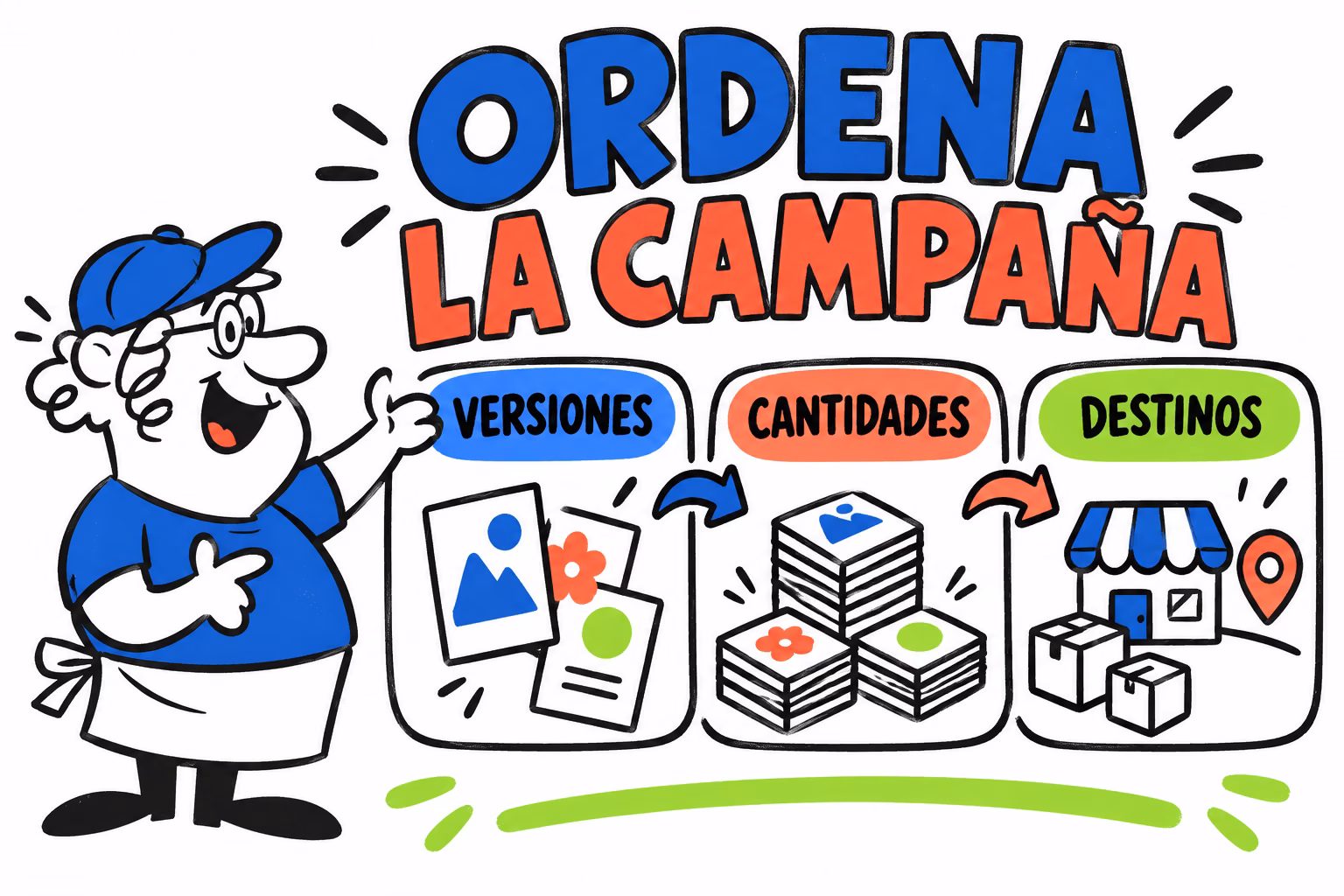 Infografía de versiones, cantidades y destinos de una campaña multitienda