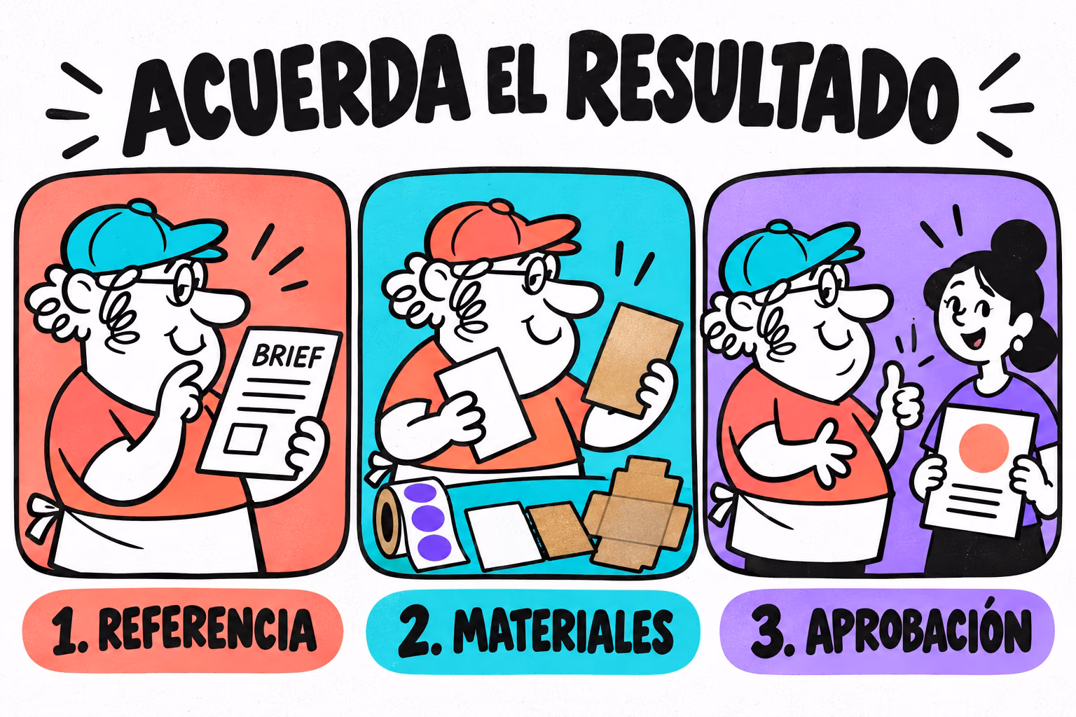 Infografía de referencia, materiales y aprobación de una campaña
