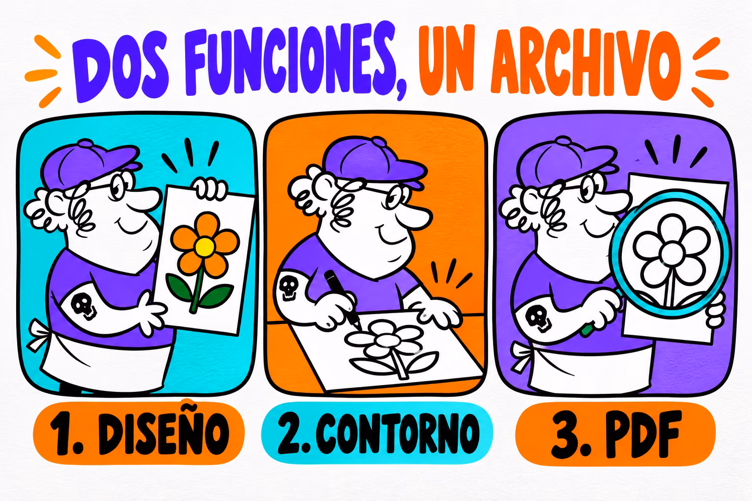 Infografía de diseño, contorno y PDF para impresión y corte