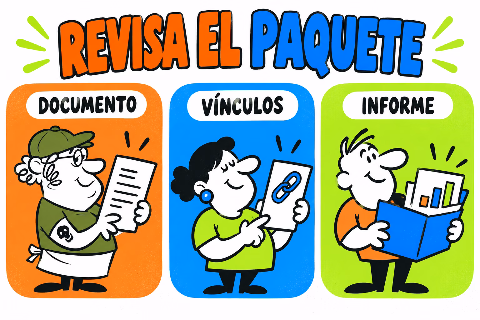 Infografía conceptual de documento, vínculos e informe de Illustrator