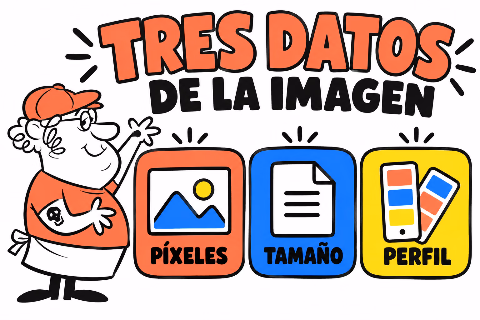 Infografía de píxeles, tamaño y perfil para preparar una imagen
