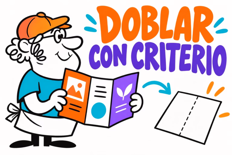 Profesionales ilustrados revisando un trabajo: hendido vs plegado