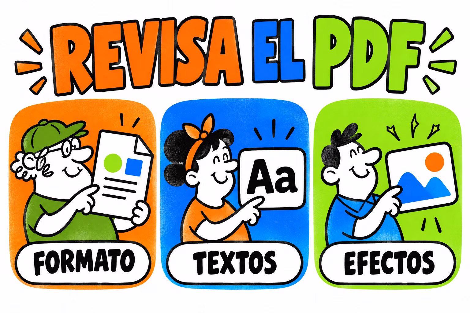 Infografía de formato, textos y efectos para revisar un PDF exportado desde Inkscape