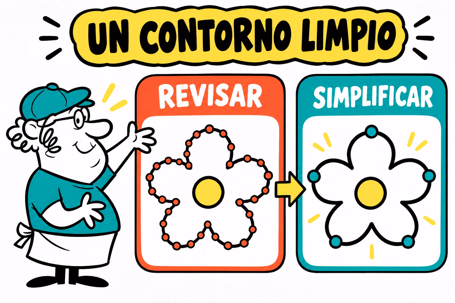 Comparativa ilustrada de un contorno con muchos puntos y otro más sencillo