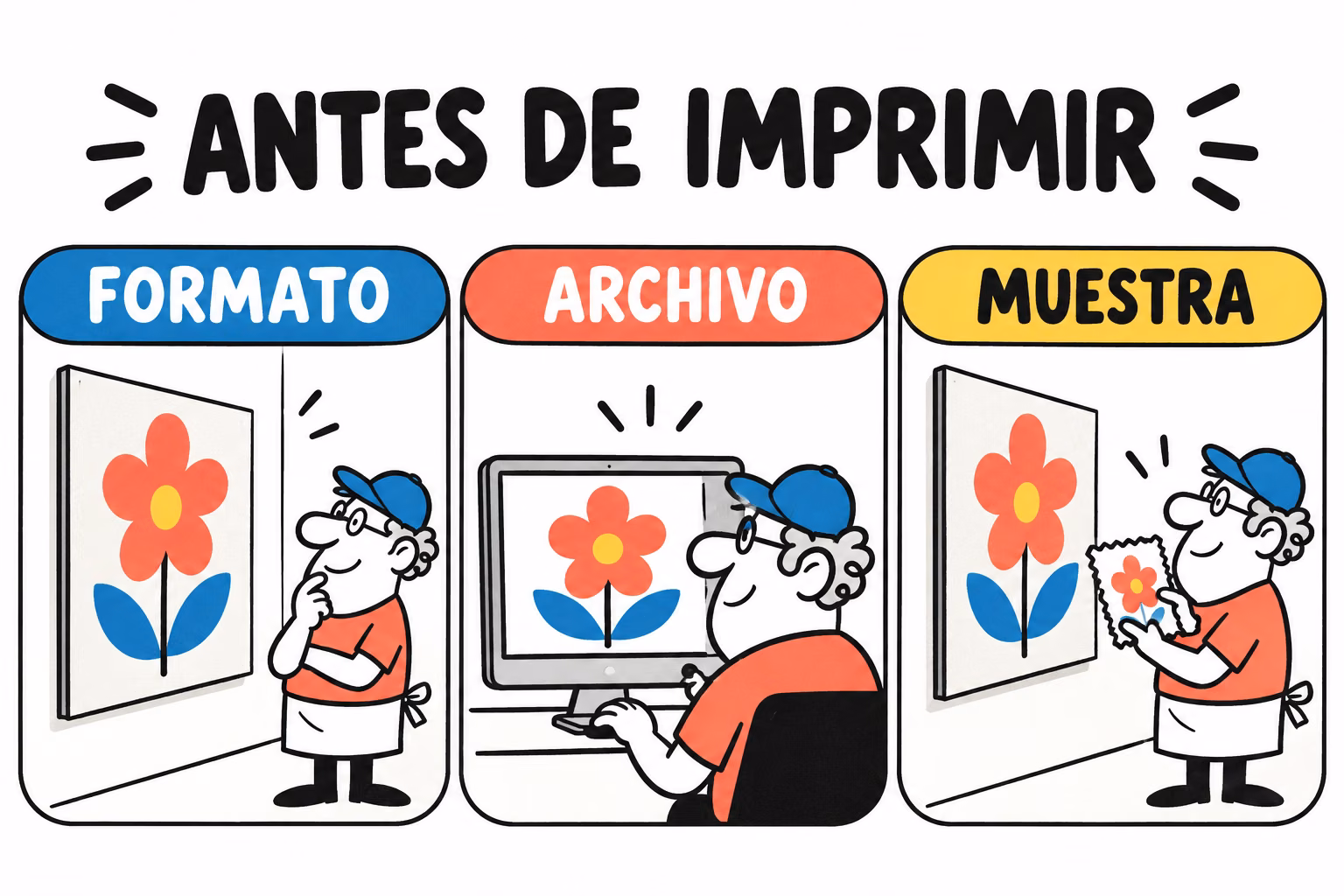 Infografía de formato, archivo y muestra para marco textil de pared