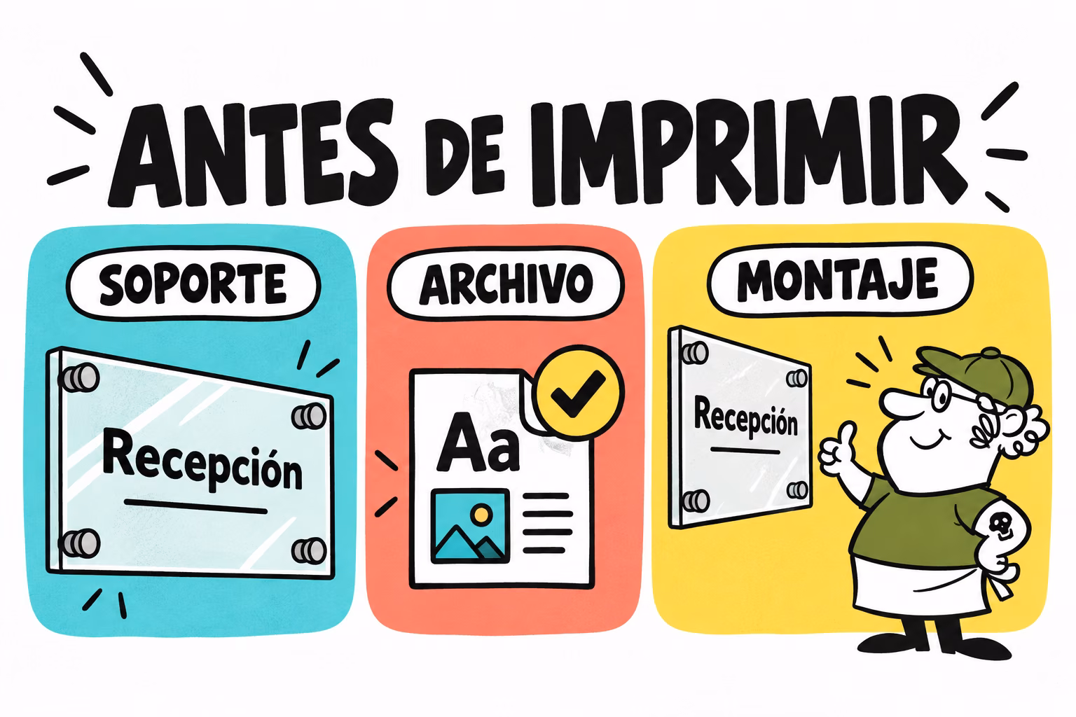 Infografía de soporte, archivo y montaje para metacrilato impreso
