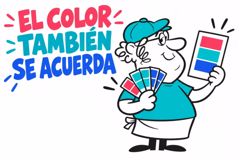 Diseñador ilustrado con un abanico genérico de colores y papel en frambuesa, turquesa y azul
