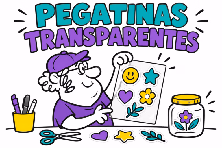 Profesionales ilustrados preparando pegatinas transparentes