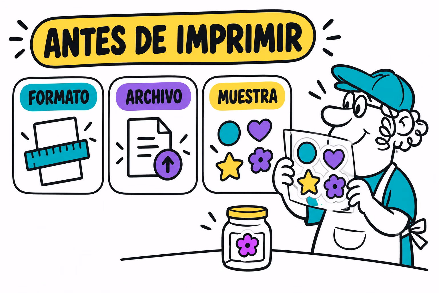 Infografía de formato, archivo y muestra para pegatinas transparentes