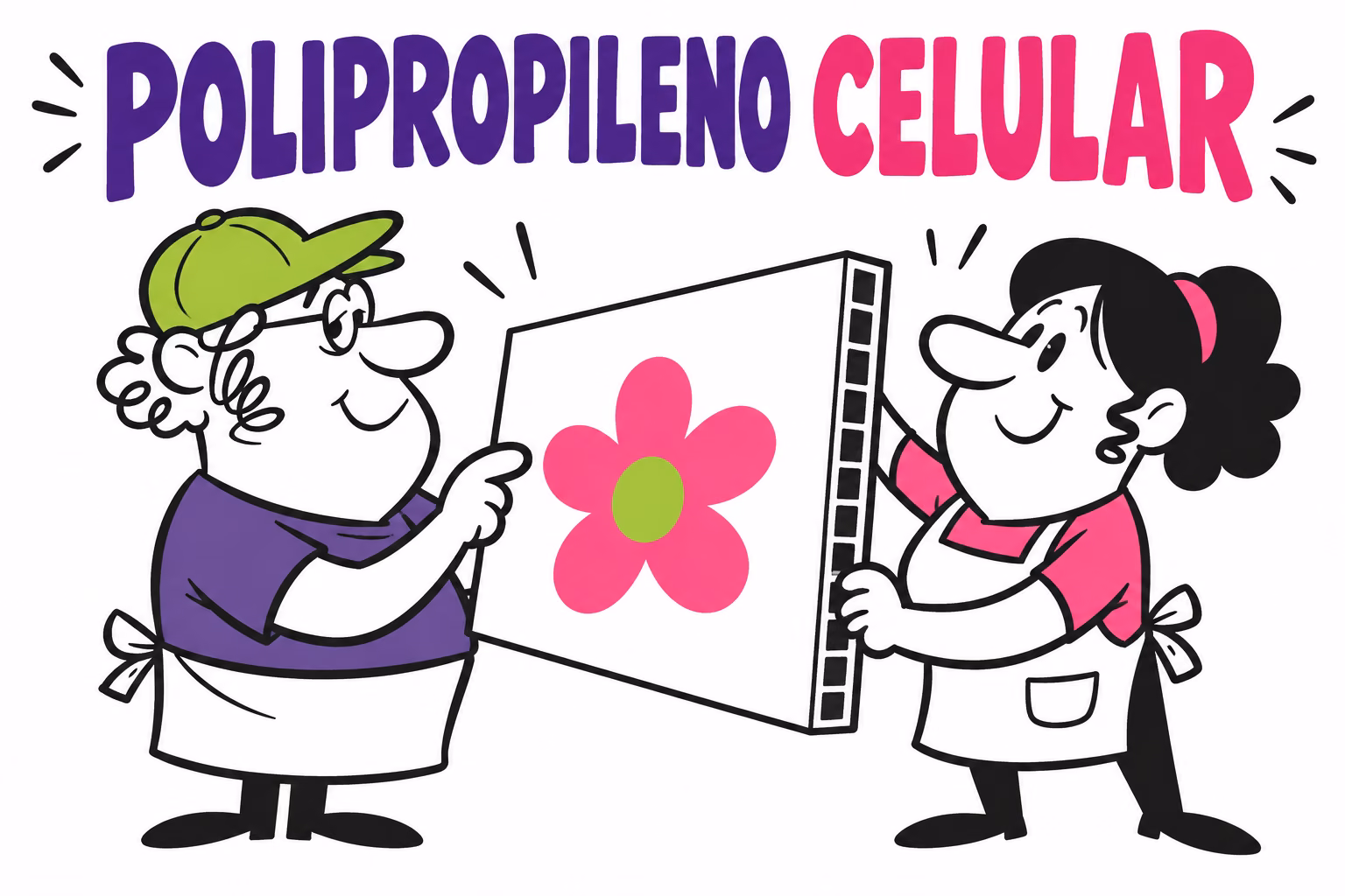 Ilustración de profesionales preparando polipropileno celular impreso
