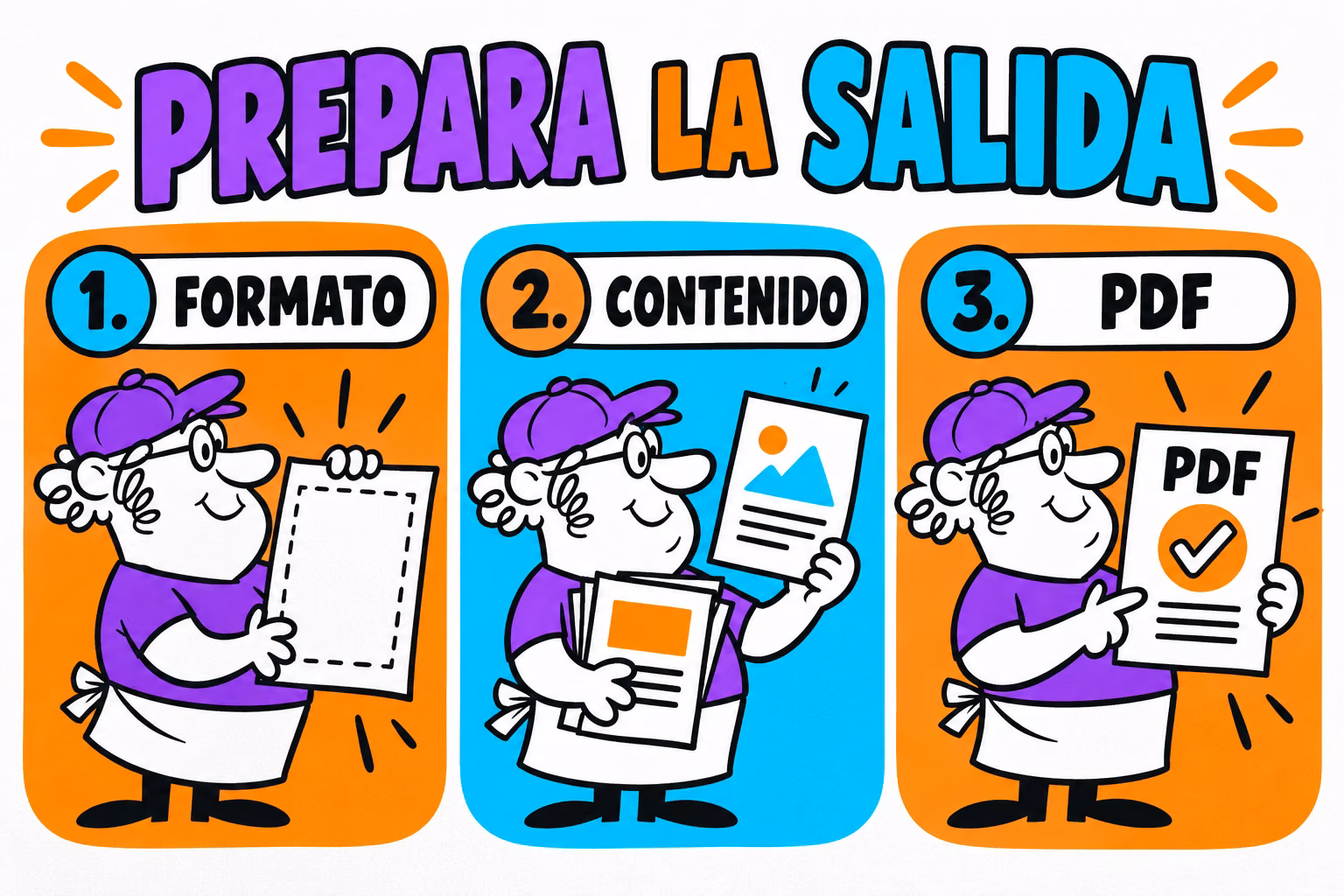 Infografía de formato, contenido y PDF al preparar PowerPoint