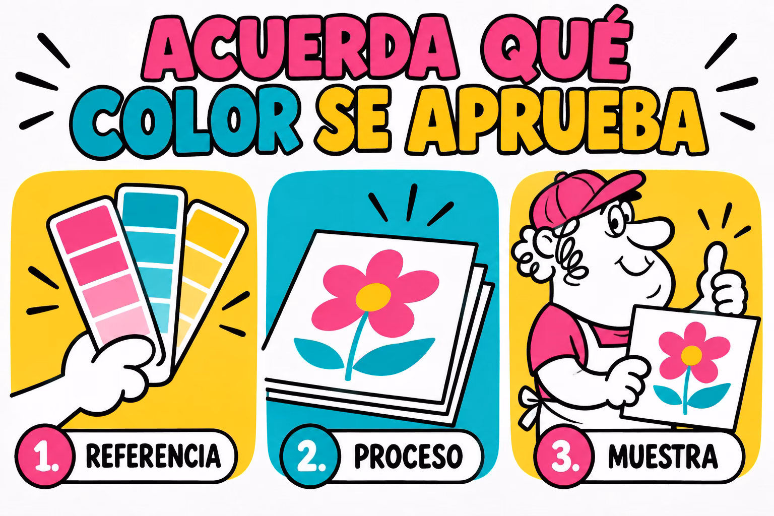 Infografía de referencia, proceso y muestra para acordar el color