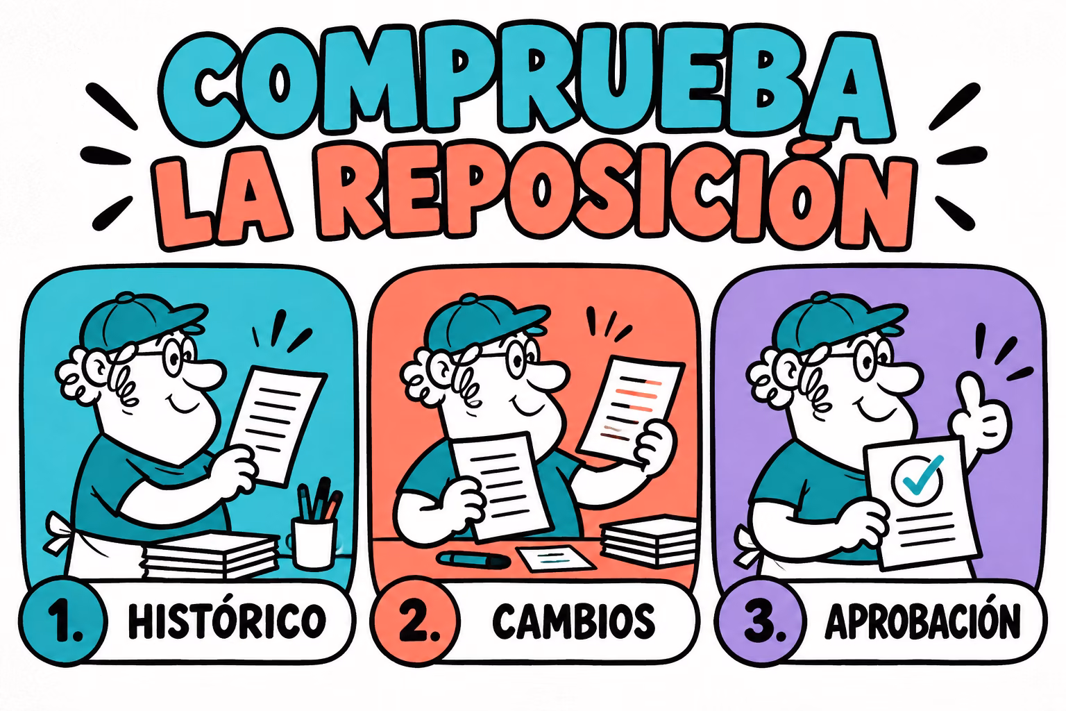 Infografía de preparación y revisión de reposición de impresión