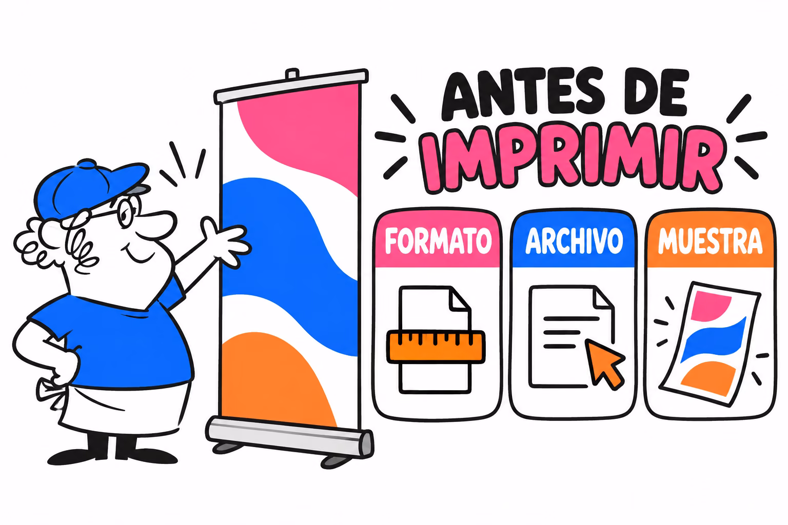 Infografía de formato, archivo y muestra para roll-up premium