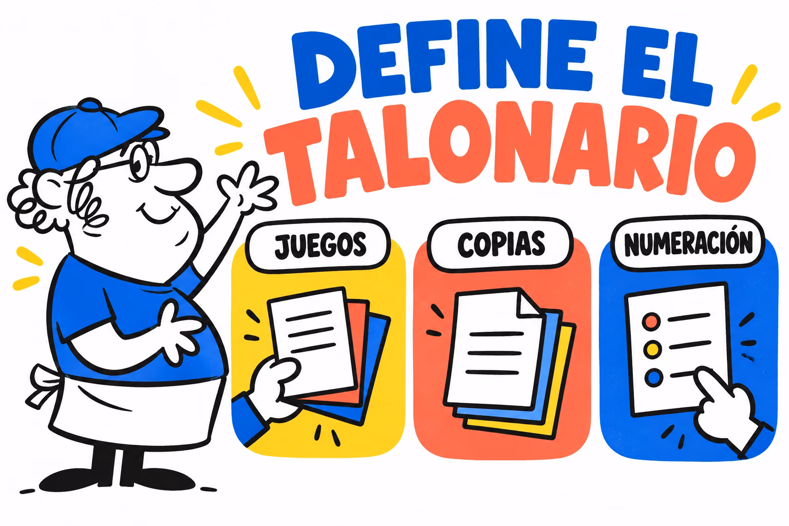 Infografía de juegos, copias y numeración para definir un talonario autocopiativo