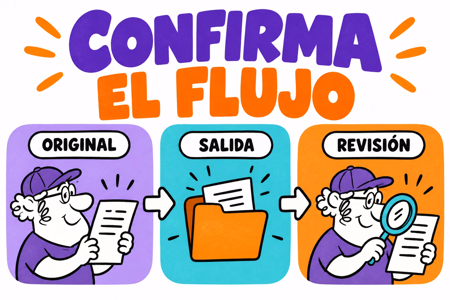 Infografía de original, salida y revisión de transparencias