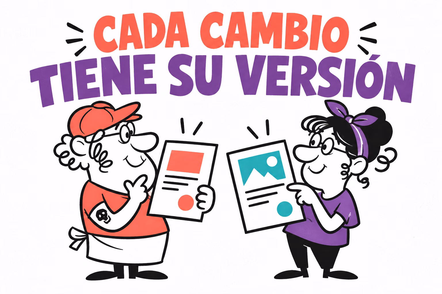 Impresor y diseñadora ilustrados preparando versiones del arte final