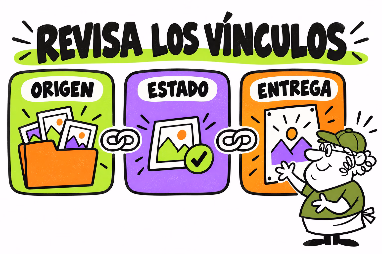 Infografía conceptual de las comprobaciones de vinculos illustrator imagenes