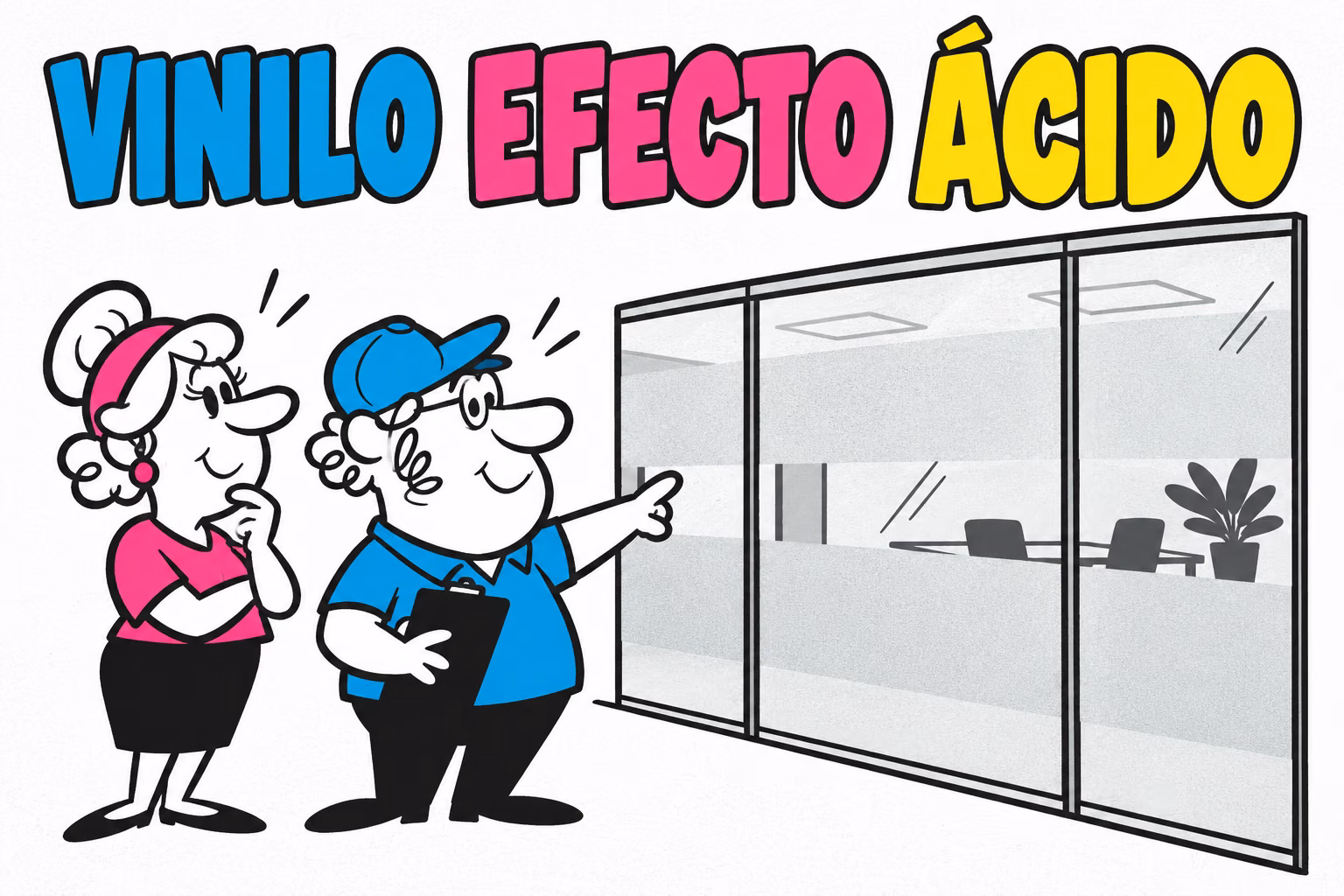 Profesionales ilustrados revisando vinilo efecto ácido