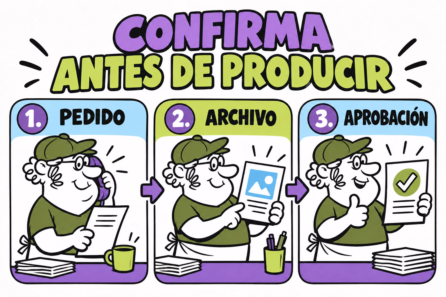 Infografía de preparación y revisión de imprenta en woocommerce