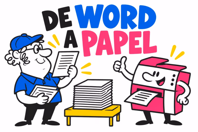 Profesionales ilustrados preparando un proyecto de word pdf imprenta