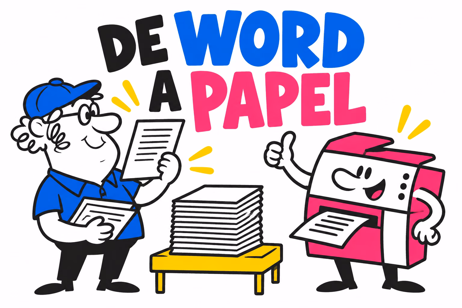 Profesionales ilustrados preparando un proyecto de word pdf imprenta