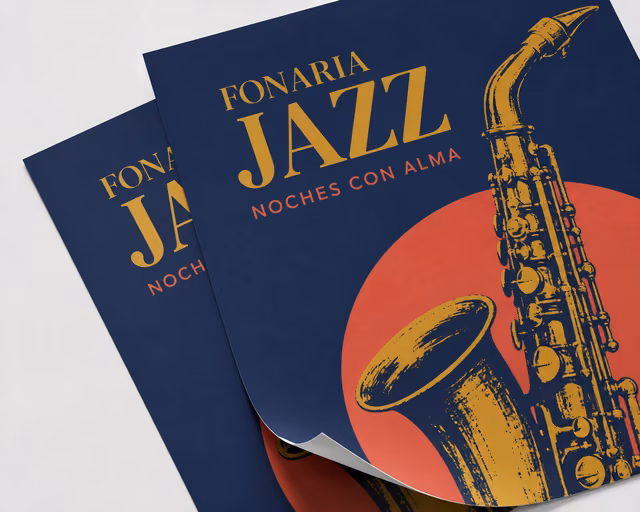 Carteles y pósteres con impresión personalizada de la marca ficticia FONARIA JAZZ