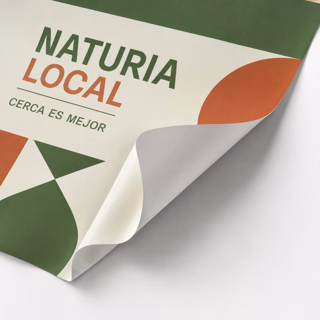 Lona sin PVC con impresión personalizada de la marca ficticia NATURIA LOCAL