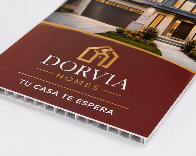 Polipropileno celular con impresión personalizada de la marca ficticia DORVIA HOMES