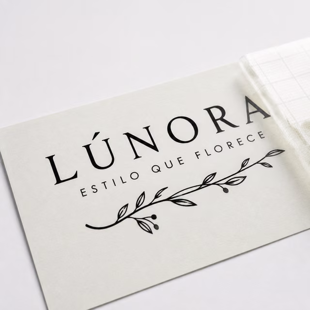 Vinilo de corte con impresión personalizada de la marca ficticia LÉNORA SALON