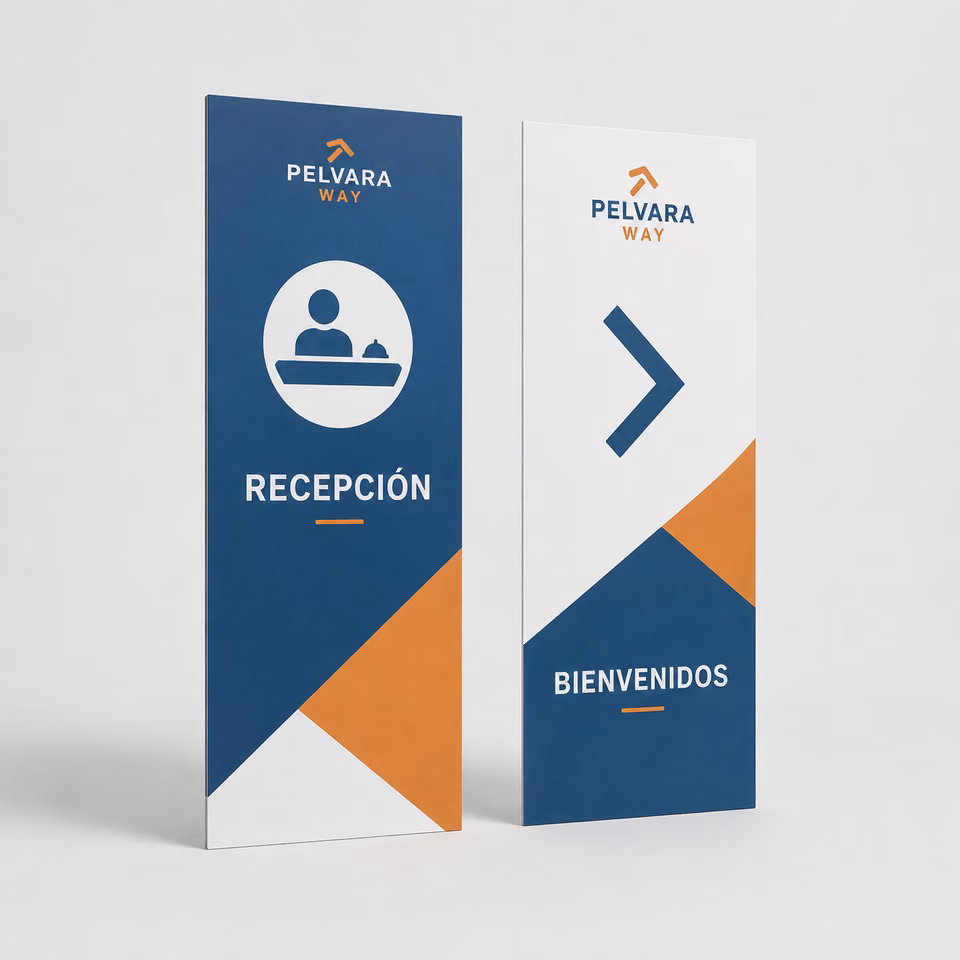 Polipropileno compacto con impresión personalizada de la marca ficticia PELVARA WAY